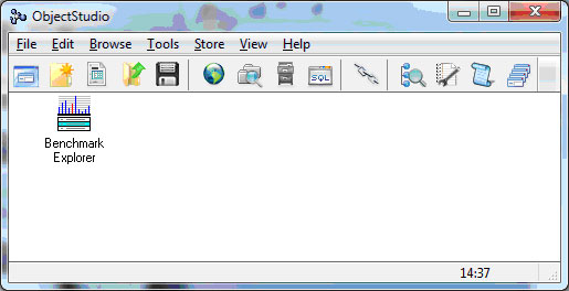 When the OBF is loaded, you get a program icon for the Benchmark Explorer on the ObjectStudio Main Window: